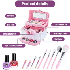 Barnens sminkset för flickor, tvättbart barnset flickor, flickors smink barnleksaker julklapp födelsedagspresenter för 4 5 6 7 8 9 10 år gamla Gi><noscript><img width=