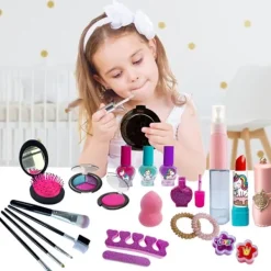 Barnens Sminkset, Tvätbart Set, Flickors Sminkkosmetikset med Kosmetikväska för Rollspel, Över 3 År Sminkset för Födelsedagspresent><noscript><img width=