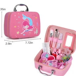 Barnens Sminkset, Tvätbart Set, Flickors Sminkkosmetikset med Kosmetikväska för Rollspel, Över 3 År Sminkset för Födelsedagspresent><noscript><img width=