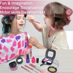 Barnmakeup Kosmetiska leksaker Set för flickor Småbarn Set för barn med kosmetikapåse Prinsessan Spela spel Jul Födelsedagspresenter Leksaker för><noscript><img width=