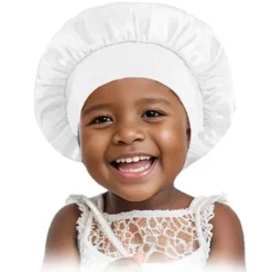 Barnmode mössa, enfärgad, bred brätte, elastisk, siden, slät, satin, ansikte, familjehårmössa, dagbok, casual, dröm One size> Huvudbonader