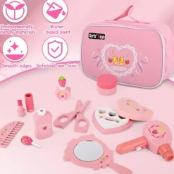 Barnsmink Leksak Flickor, 12-delat Sminkväska – Smink- & Frisörset för Rollspel, Lek och Present 3–5 år><noscript><img width=
