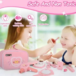Barnsmink Leksak Flickor, 12-delat Sminkväska – Smink- & Frisörset för Rollspel, Lek och Present 3–5 år><noscript><img width=