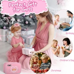 Barnsmink Leksak Flickor, 12-delat Sminkväska – Smink- & Frisörset för Rollspel, Lek och Present 3–5 år><noscript><img width=