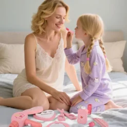 Barnsmink Leksak Flickor, 12-delat Sminkväska – Smink- & Frisörset för Rollspel, Lek och Present 3–5 år><noscript><img width=