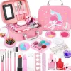 Barnsmink Leksak Flickor, 20 st Sminkväska, Rosa Sminkset Leksak Bästa Present till Flicka Bekväm,SD> Smink