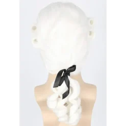 Barockperuk (vit), markisperuk för män och kvinnor med svart band><noscript><img width=