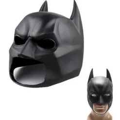 Batman Helmask med Hätta The Dark Knight Rises Latex Hjälm Vuxen Cosplay Prop J><noscript><img width=