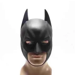 Batman Helmask med Hätta The Dark Knight Rises Latex Hjälm Vuxen Cosplay Prop J><noscript><img width=