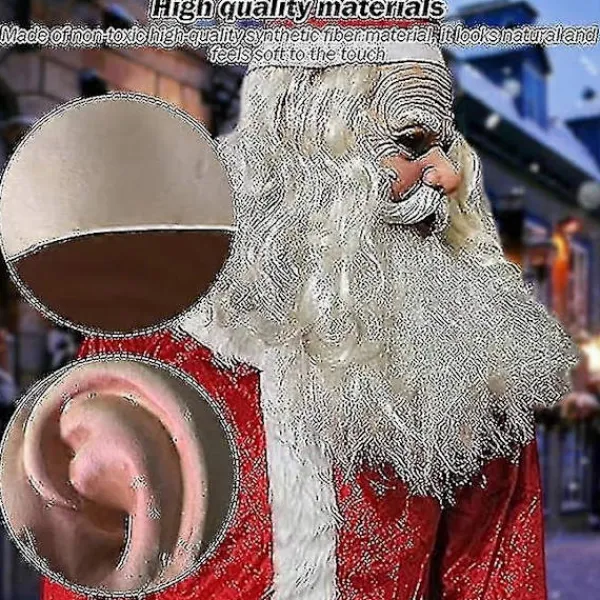 Bebetter Santa Mask för män, Jul Latex Mask, Santa Huvudmask, Realistisk Santa Gammal Mans Mask med Röd Santa Hatt för Fest> Masker