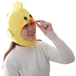 Bedårande plysch Chick Hat Cosplay kostym Cap Kyckling Huvudbonader White> Huvudbonader