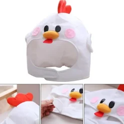 Bedårande plysch Chick Hat Cosplay kostym Cap Kyckling Huvudbonader White><noscript><img width=