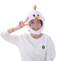 Bedårande plysch Chick Hat Cosplay kostym Cap Kyckling Huvudbonader White><noscript><img width=