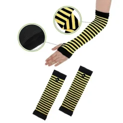 Bi-dräktset för vuxna Halloween Bi-dräkt Tutu-kjol Bi-randig knä-lång strumpa Långa handskar><noscript><img width=