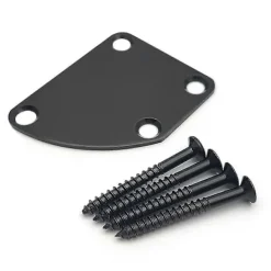 Böjd halvcirkelformad asymmetrisk gitarrhalsplatta för elgitarr, metallbaksida, monteringsplatta, 4 hål med skruvar, svart> Smink