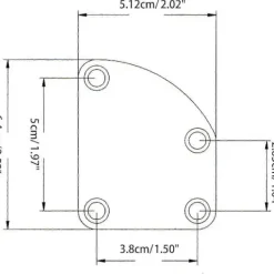 Böjd halvcirkelformad asymmetrisk gitarrhalsplatta för elgitarr, metallbaksida, monteringsplatta, 4 hål med skruvar, svart> Smink