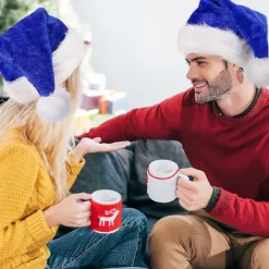 Blå Julhatt för Vuxen, Deluxe Sammet Tomtehatt, Lyxig Jul Tomtehatt För Kvinnor Och Män, Kostym För Julfest><noscript><img width=
