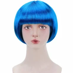 Blå Kort Bob Cosplay Flapper Peruk - Syntetisk Kostym för Kvinnor, ZQKLA><noscript><img width=