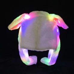 Blå stickad mössa LED dam flicka plysch djur kaninöron mössa keps><noscript><img width=