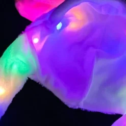 Blå stickad mössa LED dam flicka plysch djur kaninöron mössa keps><noscript><img width=