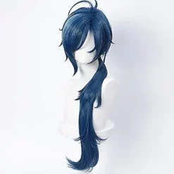 Blå vågig cosplayperuk för spel Genshin Impact Lolita Gradient Party Harajuku-hår (blå Kaeya)><noscript><img width=