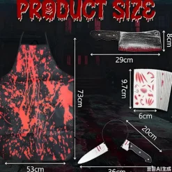 Blodigt Förkläde Skräckkostymset – Halloween Slaktare Cosplay med Falska Blodfläckar *Svart förklädesset 1*En storlek One size> Dräkter