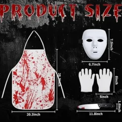 Blodigt Förkläde Skräckkostymset – Halloween Slaktare Cosplay med Falska Blodfläckar *Svart förklädesset 1*En storlek One size> Dräkter