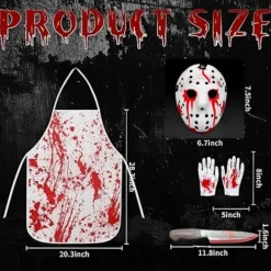 Blodigt Förkläde Skräckkostymset – Halloween Slaktare Cosplay med Falska Blodfläckar *Svart förklädesset 1*En storlek One size><noscript><img width=