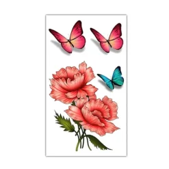 Blomma Fjäril Tatuering Klistermärke Växt Gel Säker Realistisk Design Linjer Mode Varaktig Förändring R4> Smink