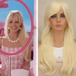 Blond Brbie Film Cosply Peruk Lång Vågig/Rk Pltinblond Hår Fest Peruker> Peruker