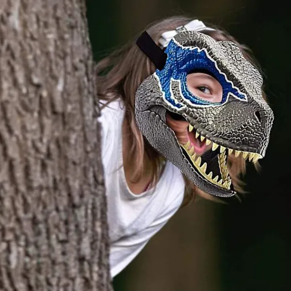 Blue Dinosaur Mask - Jurassic World Raptor Dinosaur Tillbehör - Lätt att bära med säker rem - Dino Cosplay> Masker