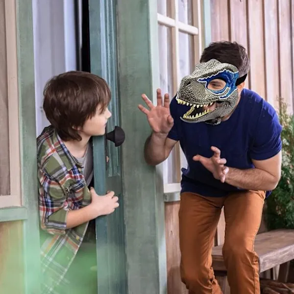 Blue Dinosaur Mask - Jurassic World Raptor Dinosaur Tillbehör - Lätt att bära med säker rem - Dino Cosplay> Masker