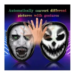 Bluetooth LED-ljus Partymask Halloween Jul DIY Animation Text Kärlek Prank Konsert Robotansikte LED-mask> Masker