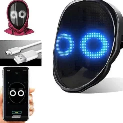 Bluetooth LED-mask som lyser upp för fest, Halloween, jul, DIY LED-mask><noscript><img width=