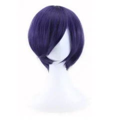 Blåviolett ansiktsinpackad cosplay-animationsperuk (24-25CM), kort rollspel peruk> Peruker