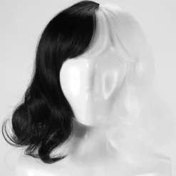 Bob Peruker med Lugg, Axel Lång Bob Vågig Peruk (Svart och Vit)><noscript><img width=