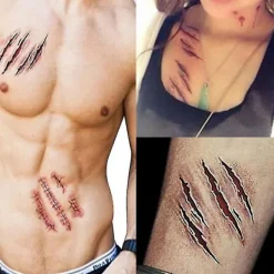 Body Makeup Tattoo Stickers Halloween Terror Realistic Stitched Injuries Wounds Non-toxic Long Lasting Temporary Tattoo Stickers S B> Smink