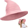 Bredbrättad Stickad Häxhatt, Vikbar Spetsig Filthatt för Kvinnor, Halloween Cosplay Kostym Maskeradaccessoar> Huvudbonader
