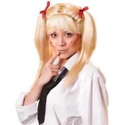 Bristol Novelty Unisex Vuxen Skolflicka Peruk Med Röda Rosetter En One Size> Peruker