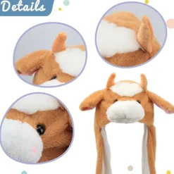Brun kohatt med öron Rör sig Hoppa Pop Up Slå Plysch Farm Animal Holiday Cosplay Dress Up Rolig Festival Födelsedagspresent för barn Pojkar Flickor, 22' | Fyndiq><noscript><img width=