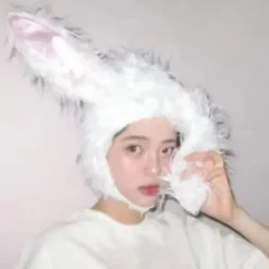Bunny Ears Hat Öronlapp Cap VIT><noscript><img width=