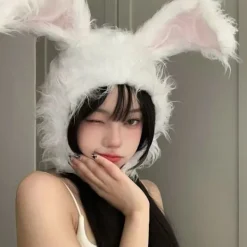 Bunny Ears Hat Öronlapp Cap VIT><noscript><img width=