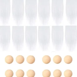 594C Set of 12 Gnome Beard with Wooden Balls Handmade Darwf Beard Eco-friendly Faux Fur for DIY Christmas Gift Wedding Favors> Tillbehör