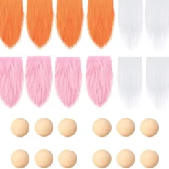 594C Set of 12 Gnome Beard with Wooden Balls Handmade Darwf Beard Eco-friendly Faux Fur for DIY Christmas Gift Wedding Favors><noscript><img width=
