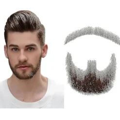 {ca} Falskt Skägg Realistiskt 100% Äkta Hår Helt Handknutet Getsskinn Brunt För Män Smink Underhållning/drama (hz06), Happy H> Tillbehör