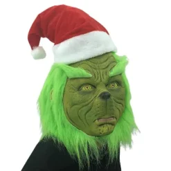 [CA] Jul Grinch Helhuvud Latex Mask Vuxen Julhatt Monster Cosplay Karneval Party Kostym Maskerad Rekvisita><noscript><img width=