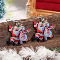 CAOSHI Santa Claus Design Hängande Örhängen för Kvinnor Mode Snögubbe Julfest Tillbehör Mångsidiga Festival Smycken Gåvor> Tillbehör