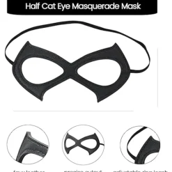 Catwoman-mask, Maskeradmask Svart Kattmask Catwoman Kostym Lädermask><noscript><img width=