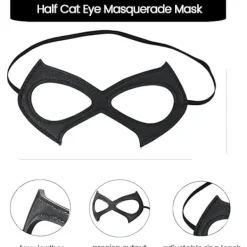 Catwoman-mask, Maskeradmask Svart Kattmask Catwoman Kostym Lädermask><noscript><img width=