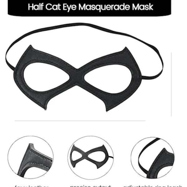 Catwoman-mask, Maskeradmask Svart Kattmask Catwoman Kostym Lädermask> Masker